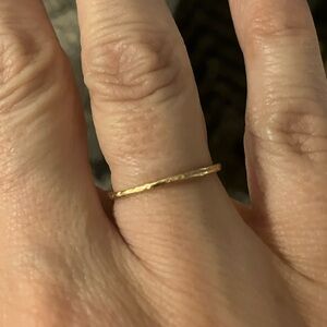 14k solid gold sand textured slim stacking ring / wedding band - ring size 5.5